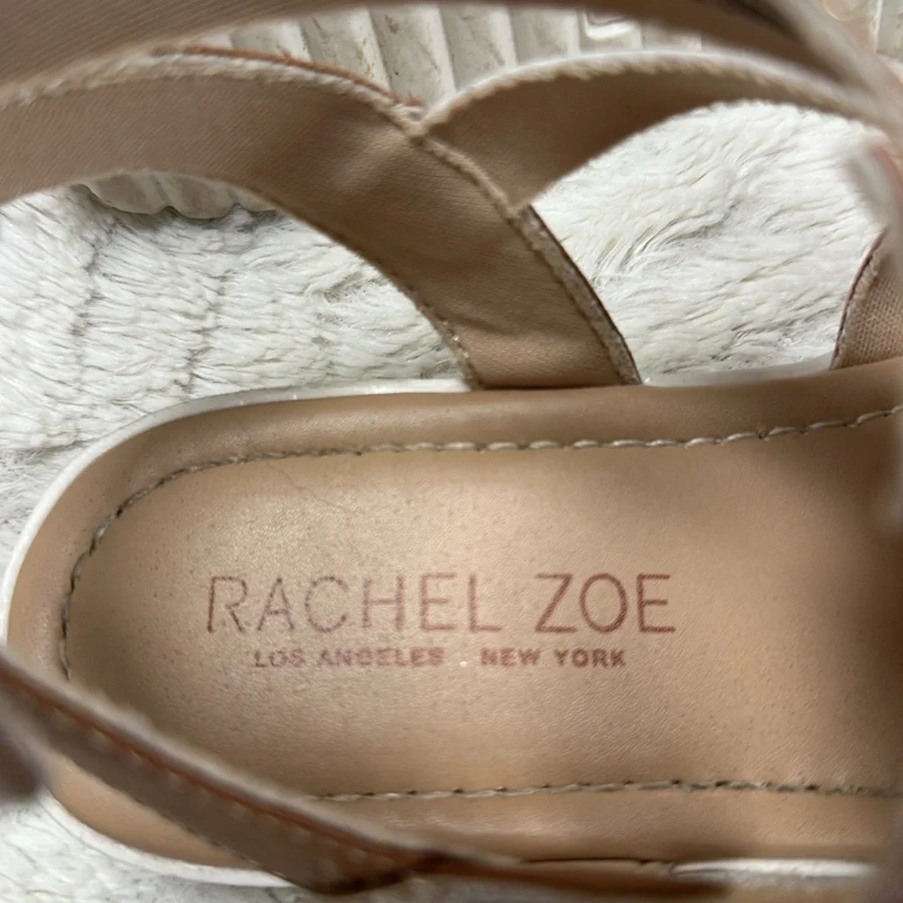 Rachel Zoe Girls Tan Shiny & Glittery Sandals VELCRO STRAPS,  Girls' 4 EUC!